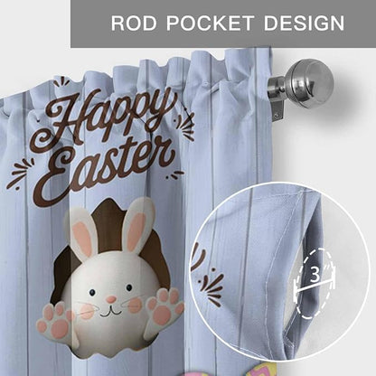 Blue Easter Curtain Valances for Windows, Kitchen Valance Window Treatment - Image 5