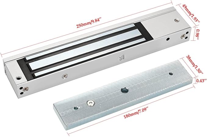 Electric Magnetic Lock 280KG 600LBS Holding Force Electromagnet Lock 12V Fail Safe NC Mode Single Door for Access Control System