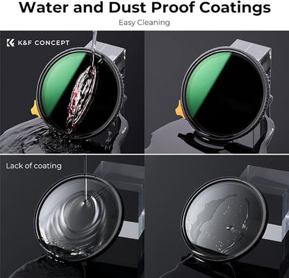 K&F CONCEPT 55mm Black Diffusion Mist 1/4 Effect & Variable ND2-400 Neutral - Image 5