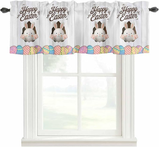Grey Easter Curtain Valances for Windows, Kitchen Valance Window Treatment by Unknown