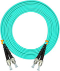 Jeirdus 10 Meters 33ft ST to ST Duplex 50/125 10G OM3 Multi-Mode Fiber Optic Cable Jumper Optical Patch Cord ST-ST