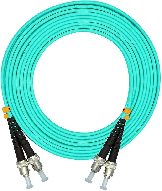 Jeirdus 100 Meters 328ft ST to ST Duplex 50/125 10G OM3 Multi-Mode Fiber Optic Cable Jumper Optical Patch Cord ST-ST