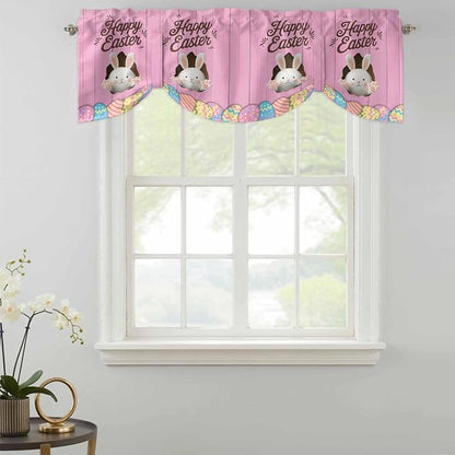 Pink Easter Tie Up Valance Curtains - Image 2
