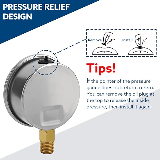 SENCTRL 0-30 PSI Glycerin Liquid Filled Low Pressure Gauge, 2.5" Dial Size - Image 5