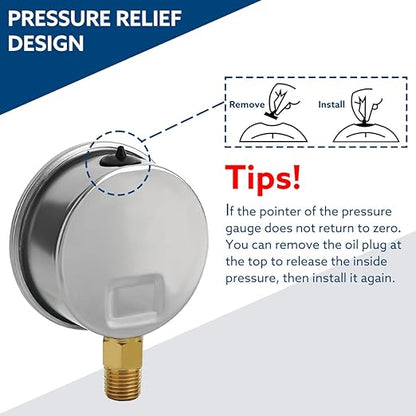 SENCTRL 160 Psi Lead-Free Glycerin Liquid Filled Low Pressure Gauge, 2.5" Dial - Image 5