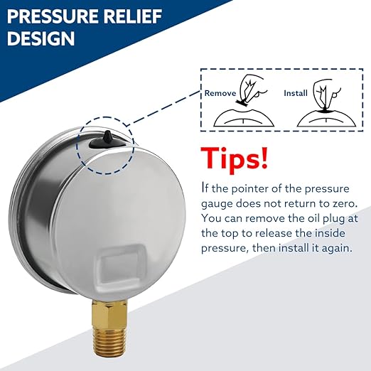 SENCTRL 60 Psi Glycerin Liquid Filled Low Pressure Gauge, 2.5" Dial Size - Image 5