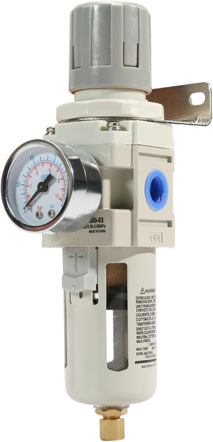 3/8" NPT Air Filter Pressure Regulator Combo Piggyback, Air Compressor Filter - Image 2