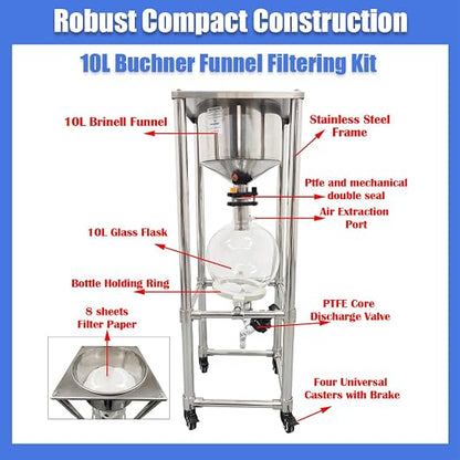 10L Vacuum Buchner Funnel Filtering Kit Glass Vacuum Suction Filter - Image 3