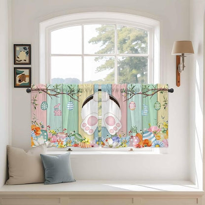 Easter Kitchen Tier Curtains 24 Inch Long 2 Panel Set, Rod Pocket Cafe Small by Unknown