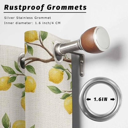 Summer Outdoor Curtains for Patio Lemon Gnome Leaf Linen Texture Waterproof - Image 2