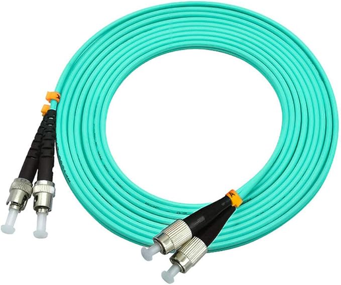 Jeirdus 30Meters 100ft FC to ST Duplex 50/125 10G OM3 Multi-Mode Fiber Optic Cable Jumper Optical Patch Cord FC-ST