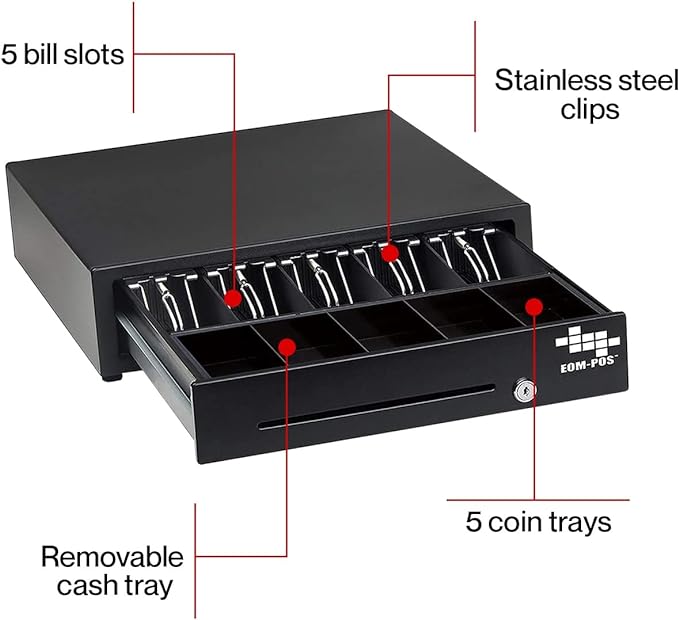 EOM-POS Heavy Duty Cash Register Drawer + Thermal Receipt Printer -for Windows Systems Only