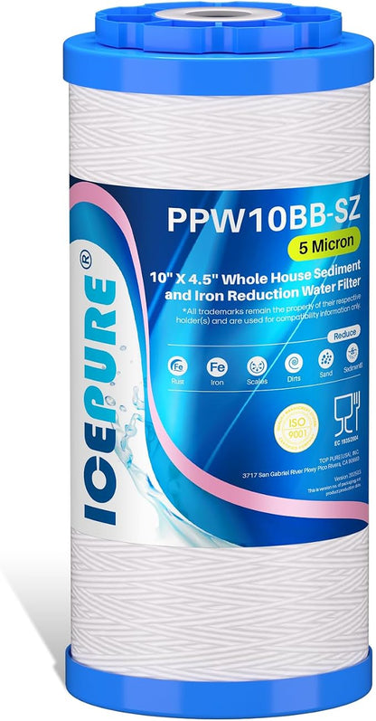 ICEPURE 5 Micron 10"x4.5" PPW10BB-SZ String Wound Water Sediment Filter by ICEPURE