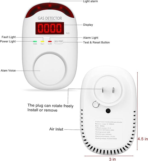 3 Packs Natural Gas Detector - Gas Leak Detector for Home,RV, Gas Detectors for Home Natural Gas,Combustible Gas Detector for LNG, LPG,Propane,Methane.
