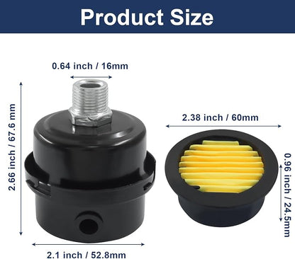 2 Pcs Air Compressor Silencer, 3/8 Inch Thread Intake Filter Muffler, 16 mm Air - Image 3