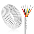 22 Gauge 6 Conductor Electrical Wire, 65.6FT White Stranded Low Voltage 22/6 PVC Case, 22 AWG Tinned Copper 6 Wire Extension Power for Strips LED Lamp Lighting