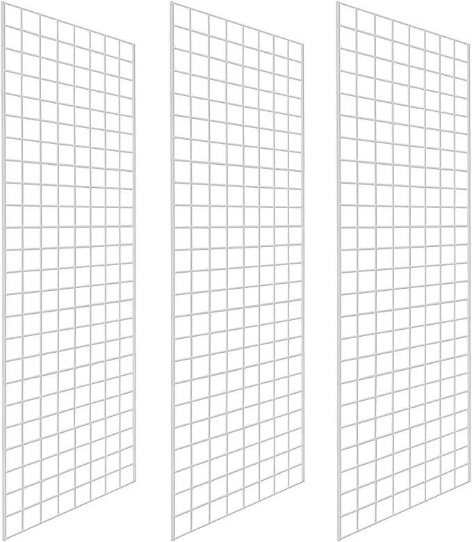 NEESEEYEE Commercial Grade Gridwall Panels – Heavy Duty Grid Panel for Any Retail Display, 2’ Width x 6’ Height, 3 Gridwall Panels Per Carton (White Finish)