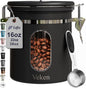 Veken Coffee Canister with Window, Airtight Stainless Steel Kitchen Food by Veken