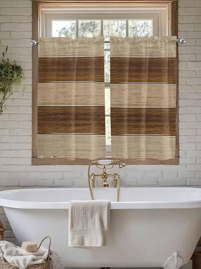 Retro Country Brown Wooden Board Window Valance Curtains, Farmhouse Gradient - Image 5