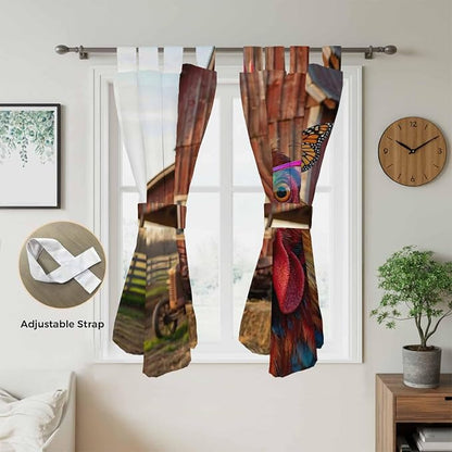 Farm Rooster Bedroom Curtains 72 Inch Length, Window Curtains Tab Top, - Image 5