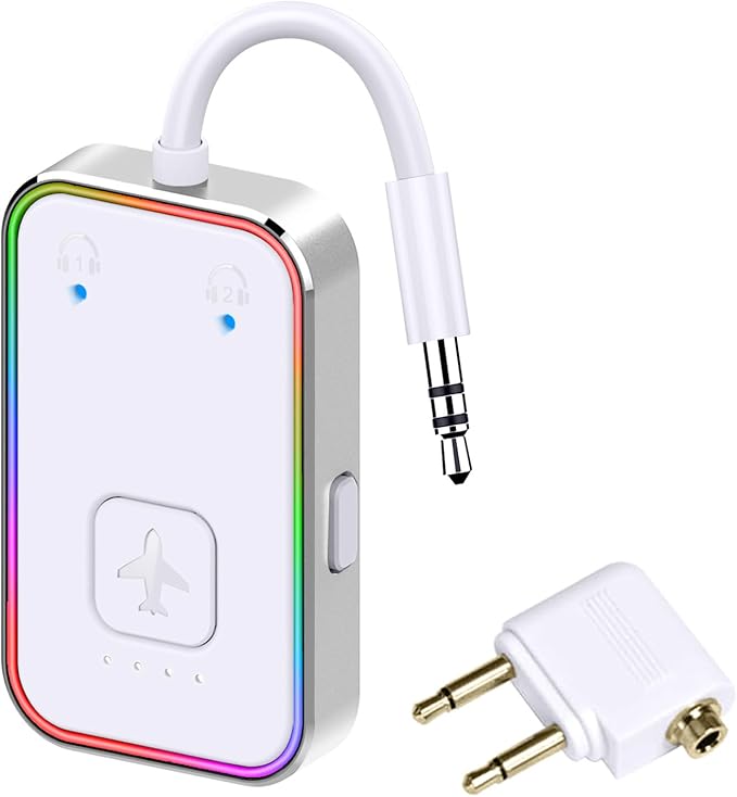 Beeitzie Bluetooth Transmitter for Airplane,Bluetooth V5.4 Transmitter for 2 Airpods/Headphones Dual Pairs.Wireless Transmitter for in-Flight/TV/Gym,with AptX LL,Metal Frame