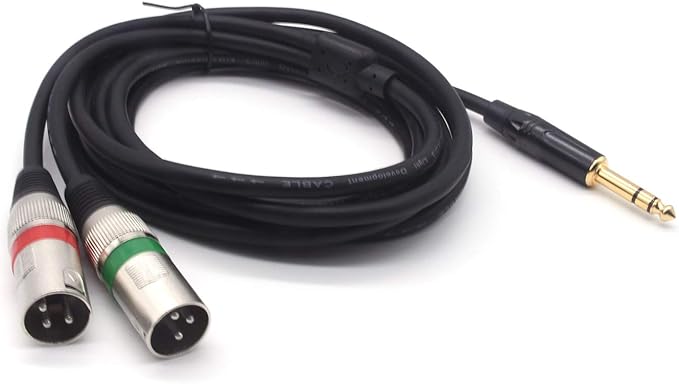SiYear 10FT 6.35mm (1/4inch) TRS Male Plug to 2 Dual XLR Male Stereo Unbalanced Y Splitter Patch Microphone Cable Cord （3M）