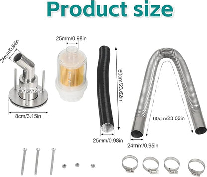 24mm Stainless Steel Exhaust Pipe Air Intake Filter and Pipe Double Wall - Image 7