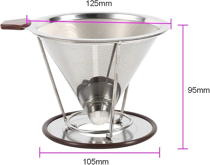 304 Stainless Steel Coffee Cone Filter, Double Layer Mesh Drip Dripper - Image 9