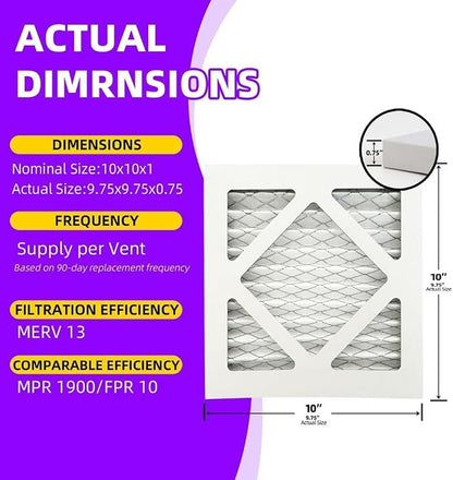 10x10x1 MERV 13 Pleated Air Filter MPR 1500-1900 & FPR 10, Furnace Air Filters - Image 4