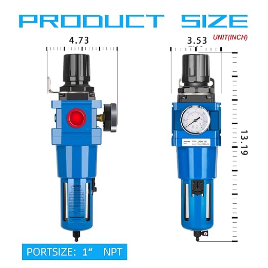 NANPU 1" NPT Compressed Air Filter Regulator Combo Piggyback, 5 Micron Brass - Image 4