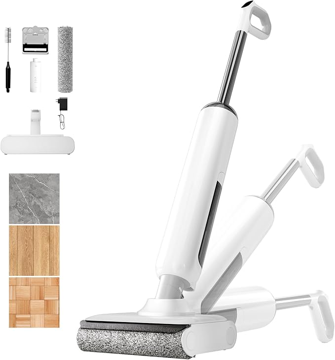 BROBIG Wet Dry Vacuum Cleaner, 180°Lie-Flat Vacuum Mop All in One with Auto Self-Cleaning, Smart Floor Cleaner Machine for Hard Floor, 45 Mins Runtime, Edge Cleaning, Self-Propelled Vacuum Mop Combo