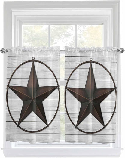Vintage Farm Western Star Window Valance Curtains, 2 Panel - Image 9