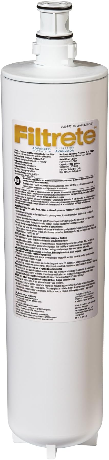 Filtrete Advanced Under Sink Quick Change Water Filtration Filter 3US-PF01 by Filtrete