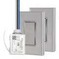 RunLessWire 3-Way Battery-Free DIY Wireless Light Switch Kit 150ft RF Range Self-Powered by Kinetic Energy for Hallways & Stairways: 2 Remote Switches Control 1 5A On/Off Receiver – Gray