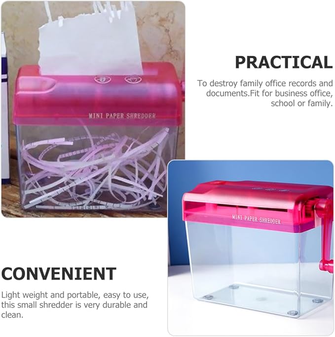 Manual Desktop Paper Shredder Red Small Handheld Shredder for Office and Home Use Wear-Resistant for A4 Paper and Cards