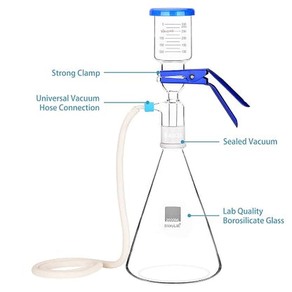 stonylab Glass Filtration Apparatus, Borosilicate Glass Vacuum Filtration - Image 2