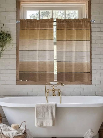 Vintage Brown Gradient Wood Grain Window Valance Curtains, Farmhouse Wood Barn - Image 5