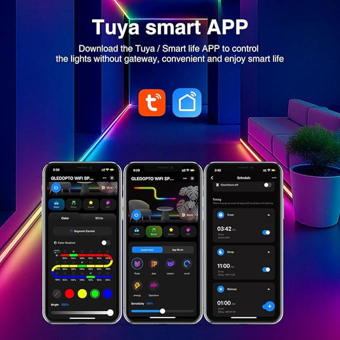 ZigBee Tuya SPI Pixel LED Strip Light Controller Smart Life APP Control RGB IC Dynamic Lighting Static Mode Music Sound ZigBee2mqtt Home Assistant WS2811 SK6812 WS2805 (Tuya ZigBee Hub Require)