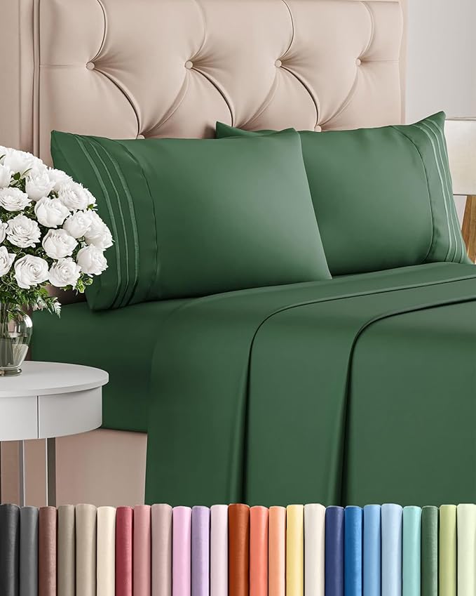 Queen Size 4 Piece Sheet Set - Comfy Breathable & Cooling Bed Sheets Set - Hotel Luxury Bedding for Women, Men, Kids, Teens, Boys & Girls - Deep Pockets, Soft, Wrinkle Free - Oeko-Tex - Emerald Green
