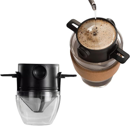 Foldable Travels Coffee Dripper Double Filter Systems Rustproof Stainless Steel - Image 2