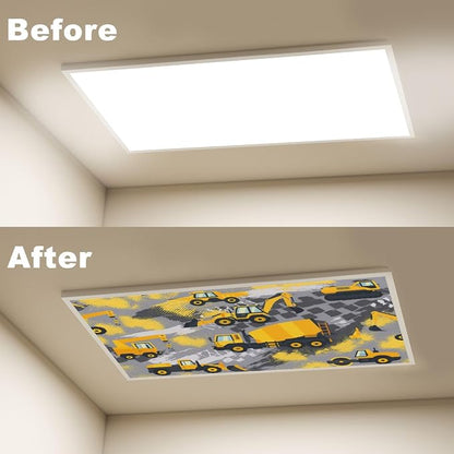 4 Pcs Fluorescent Light Covers for Ceiling Lights Yellow Construction Vehicles - Image 4