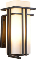 EERU Large Outdoor Wall Lights 15.35" H x 6.7" W, Waterproof Wall Lantern Exterior Light Fixture for Entryways Yards Garage Front Porch, Metal Frame with Frosted Glass, Black (Large)