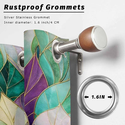Leaves Outdoor Curtains for Patio Gorgeous Leaf Abstract Spring Waterproof - Image 2
