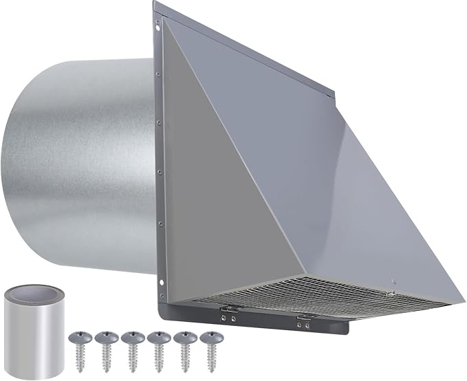 10 Inch Hooded Wall Vent with Screen and Damper, Outdoor Wall Exhaust Vent by JYINCPED
