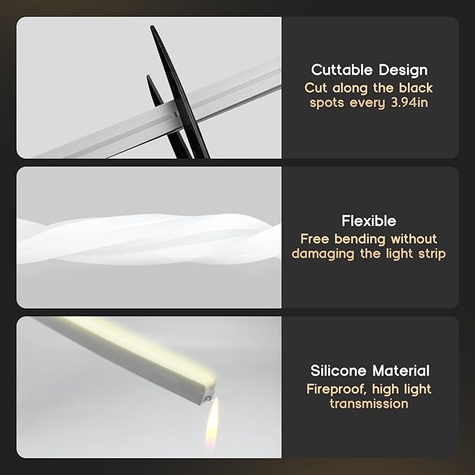VOEWT LED Strip Lights Neutral White 4000K,16.4ft 110-120V Neon Rope Lights,Flexible Silicone Outdoor Waterproof Neon Strip Lights for Bedroom,Mirror,Kitchen Cabinet, Living Room,Halloween Decor