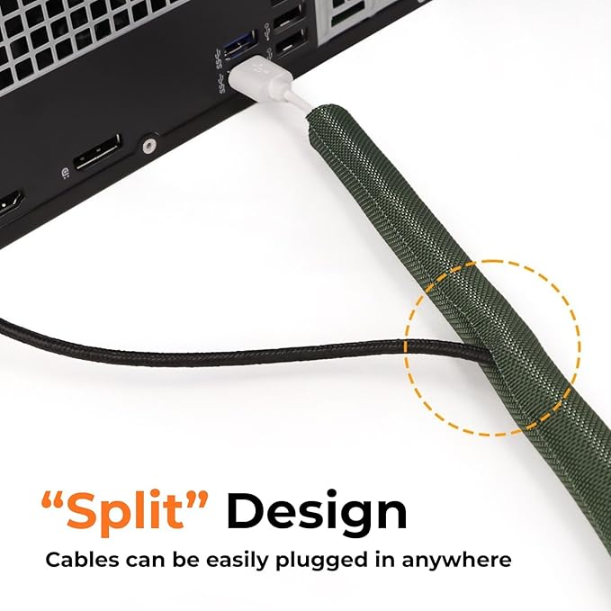 HOLED 3/16 inch Split Braided Cable Management Sleeve for USB Cable Power Cord Audio Video Cable, Wire Loom Cord Protector from Cat Dog Chewing (Sky Blue, 10FT)