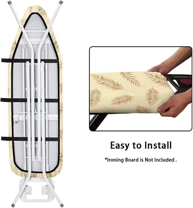 ZCFYGDX Ironing Board Covers,Elastic Edge 3 Bottom Nylon Buckle Straps, Stain Resistant & Resistant Scorch, Easy to Installation Fasteners Minimalist Palm Leaf Print Decor Size-XL 15 x 54