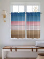 Blue Pink Brown Gradient Wood Grain Window Valance Curtains, Vintage Wood Board by IDOWMAT