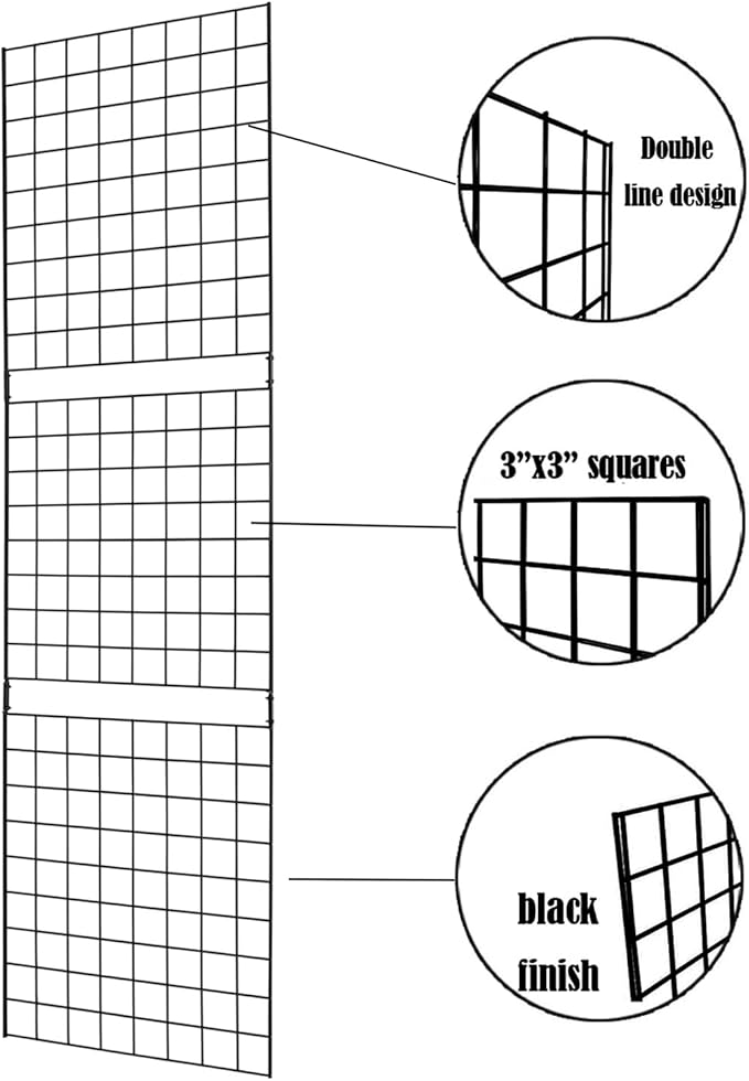 7RiversART Grid Wall Commercial Grade Gridwall Panels – Heavy Duty Grid Panel for Any Retail Display Wall Grid 2' Width x 7' Height, Black (Pack of 4) Easily Portable