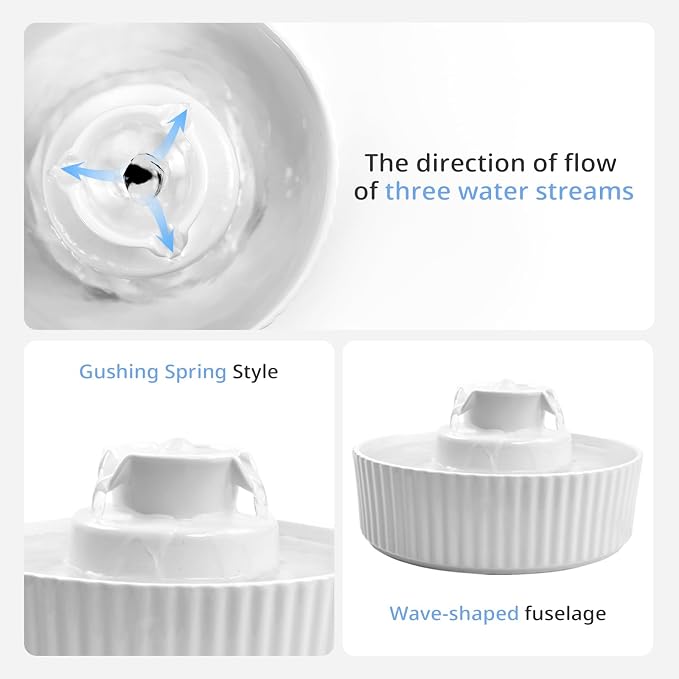 Ceramic Cat Water Fountain, Waatoos 2.1L/71oz Cupcake Pet Water Fountain - Image 8